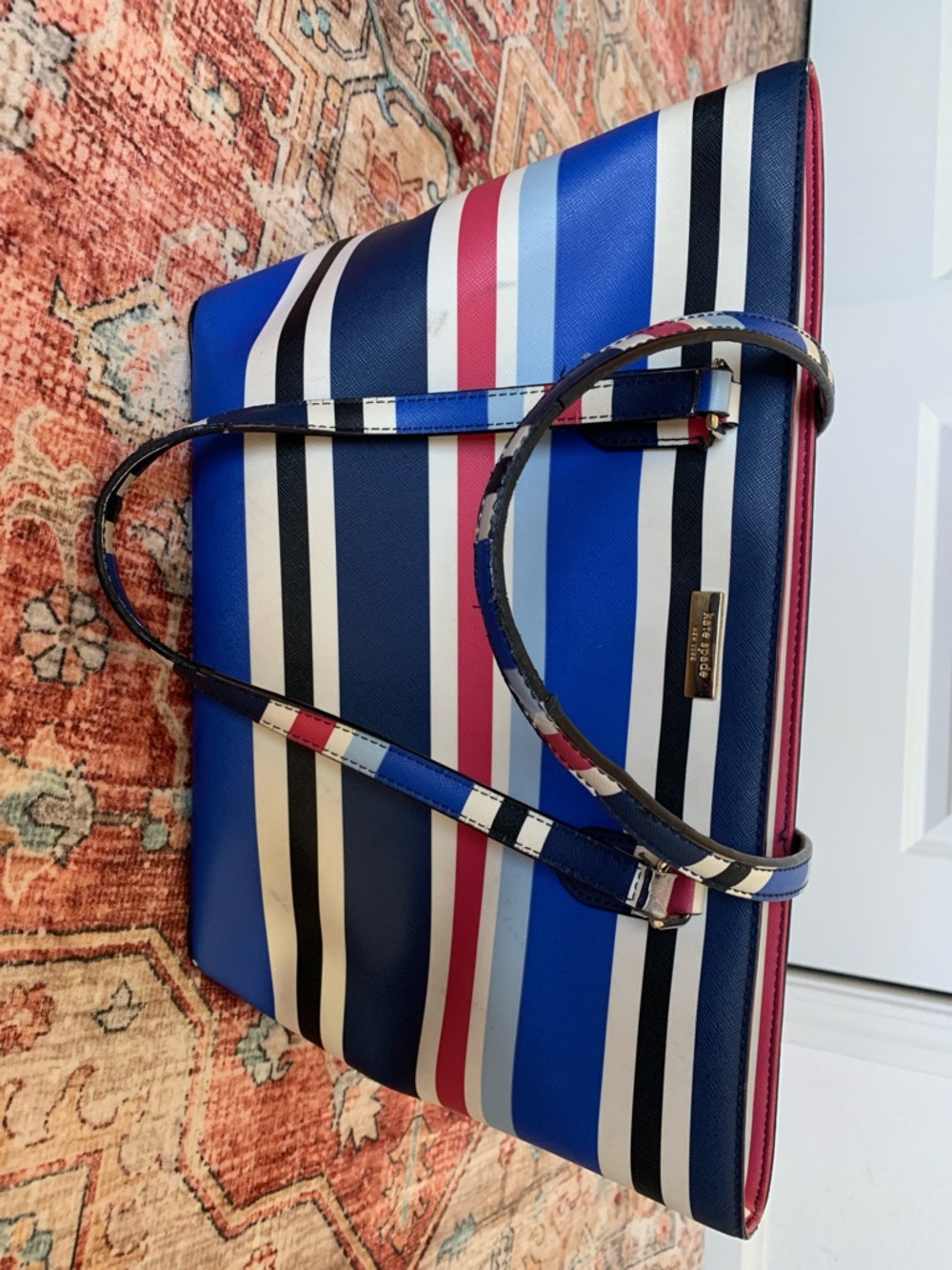 kate spade Striped Tote in Navy, Blue & Pink - Picture 7 of 8